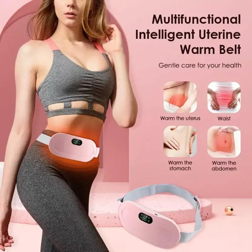 🌸 Instant Period Cramps Relief Pad – Wearable Heat & Massage Therapy Belt