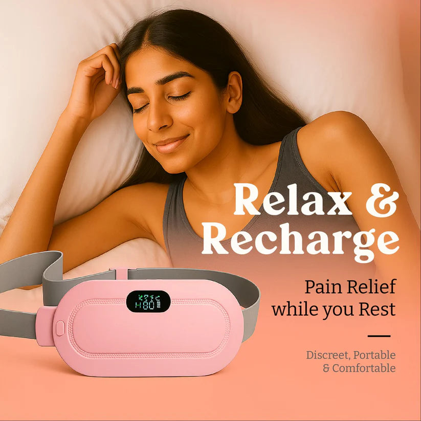 🌸 Instant Period Cramps Relief Pad – Wearable Heat & Massage Therapy Belt